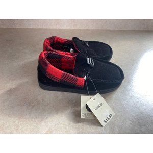 George Size 11 Toddler Traditional Black & Red Checkered Pattern Slippers New